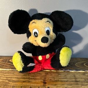 Vintage Disney Mickey Mouse Walt Disney Plush Doll Made in Korea 8" Sitting